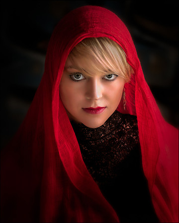 girl with a red scarf