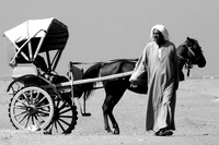 Egyptian and Cart - BW
