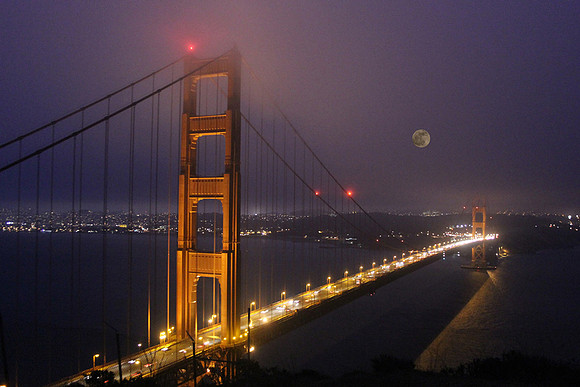 Moon over Golden Gate