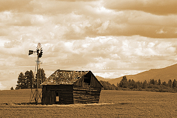 Barn and Windmill