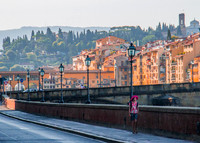 Bicycle and Woman Walking