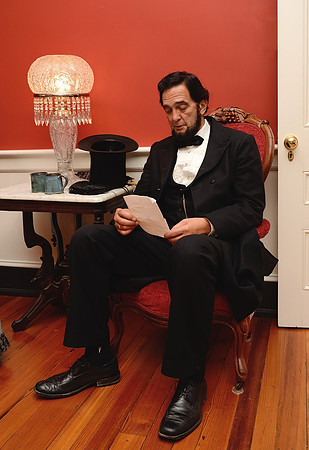 President Lincoln reviewing a speech
